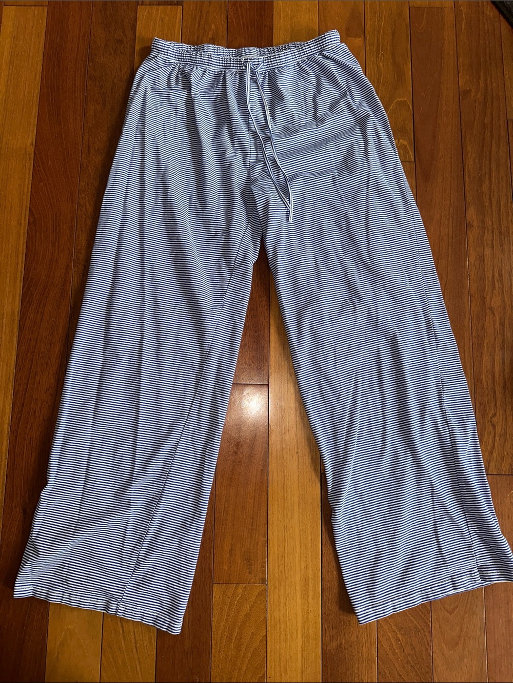 Women’s Blue and White Striped Lounge Pants
